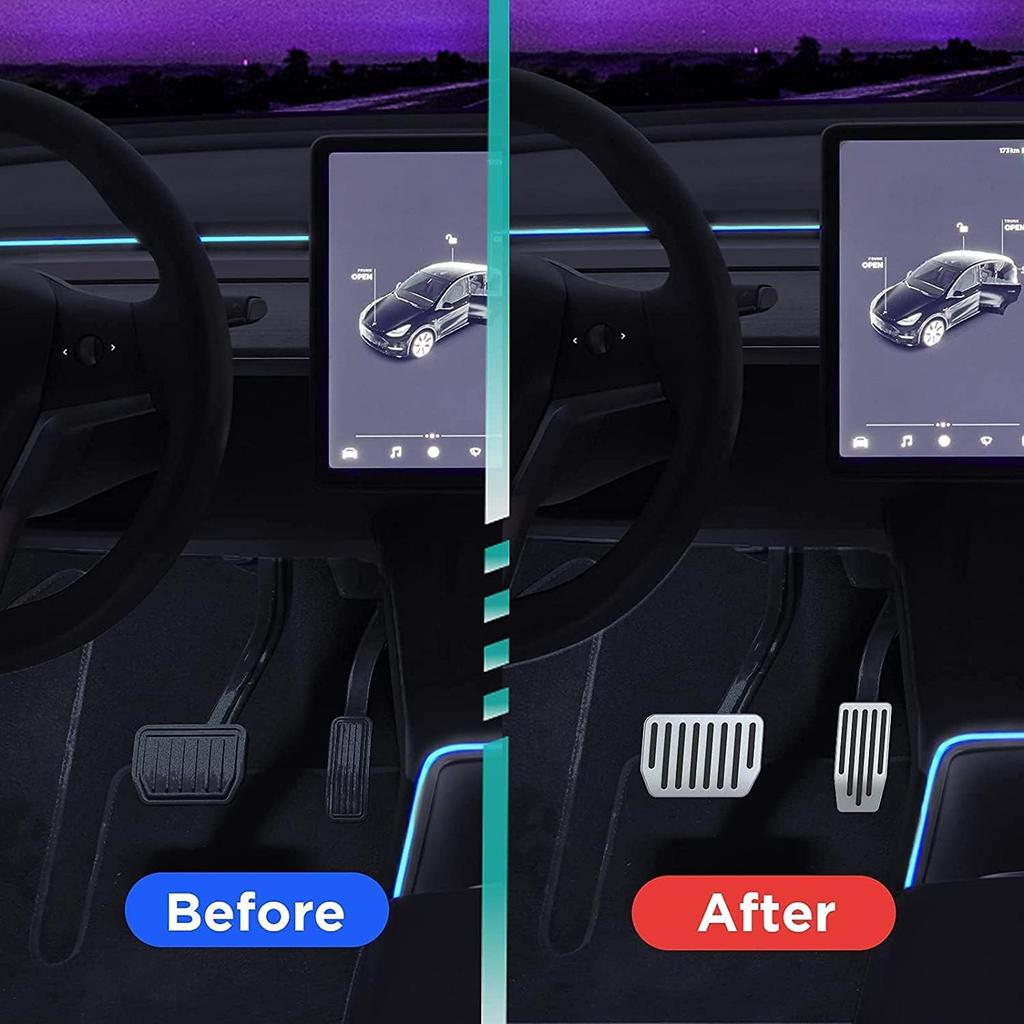 Auto Aluminum Pedal Covers for Tesla Model 3 Y 2016-2025 Non Slip Accelerator Brake Foot Rest Extenders