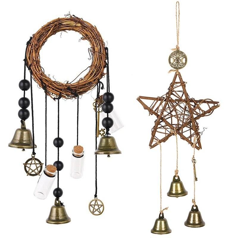 Wall-hung Door Handles Wind Chime Rattan Rings Pray for The Blessing of Bell Witch Wind Chimes