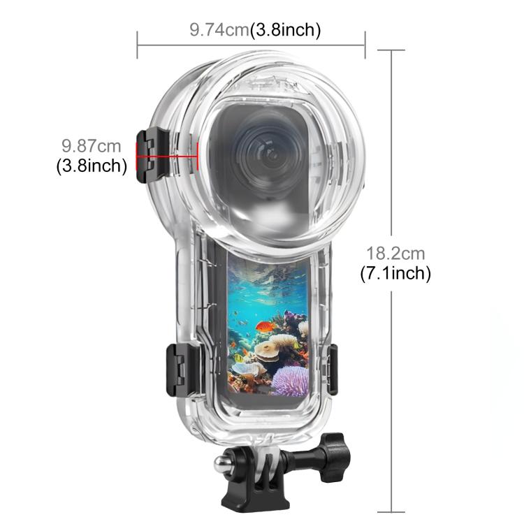 For Insta360 X5 PULUZ 60m Waterproof Sealed Diving Case (Transparent)