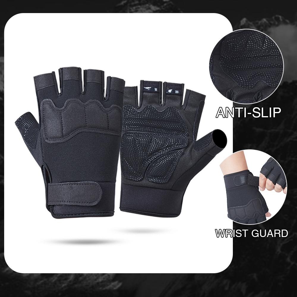 Tactical Gloves Fingerless Gloves for Men Riding Work Gear Anti Skid Camo Fleece Half Finger Gloves