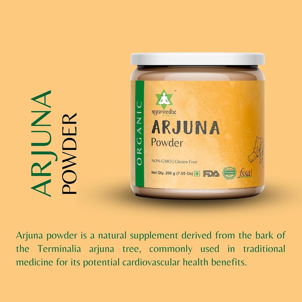 Ayurvedix Organic Arjun Ki Chaal Powder Terminalia Arjuna Bark Powder | 200gm 0.4lbs