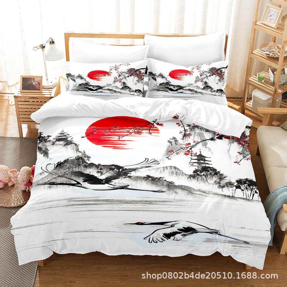 Home Textile Landscape Painting Series Three-Piece Set, Bed Sheet Quilt Digital Printing Kit, Come To The Picture And Sample