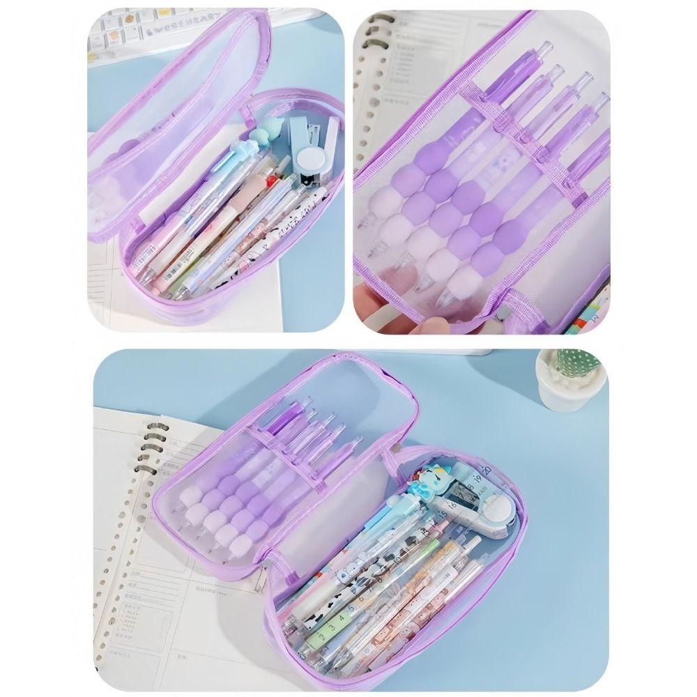 Lightweight Mesh Pencil Case Large Capacity Aesthetic Bag  Student Stationary