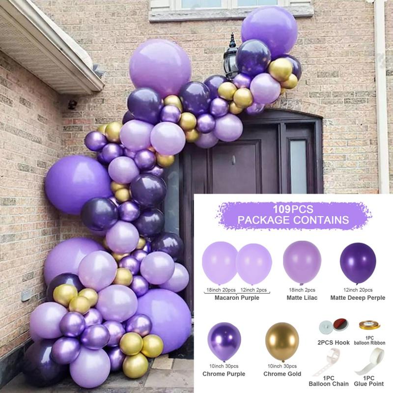 Purple Macron Balloon Garland Arch Kit Wedding Birthday Party Decoration Girl Confetti Latex Balloons Birthday Baby Shower