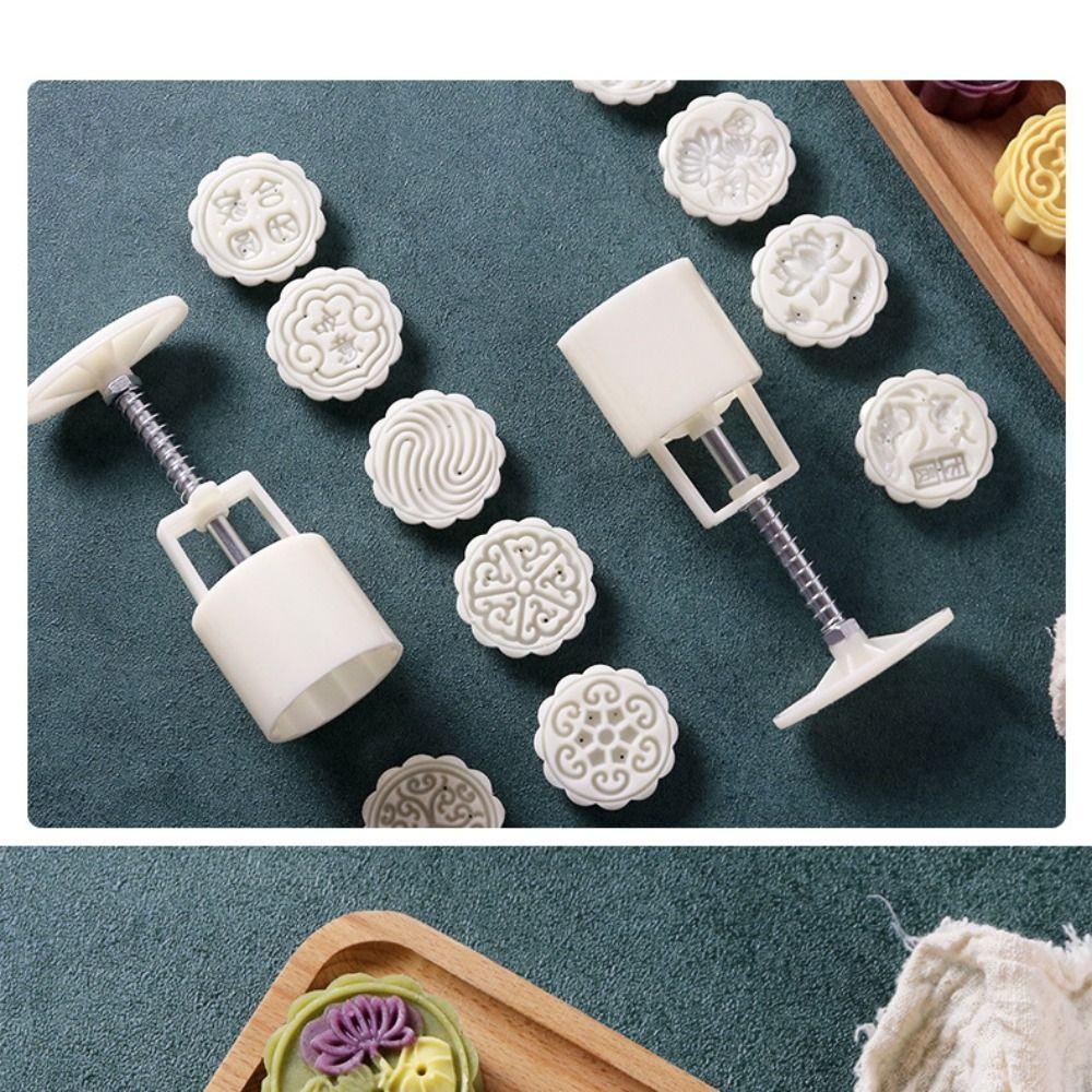 Plastic Material DIY Mooncake Mold Hand Press Design Embossing Pattern Hand Press Pastry Mold Pastry Embossing Tool Kitchen Use