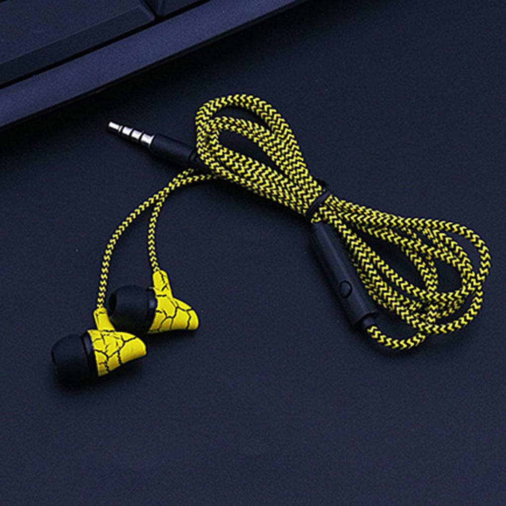 Braided In-ear Mobile Phone Headset Crack Wired Control Earphone With Mic