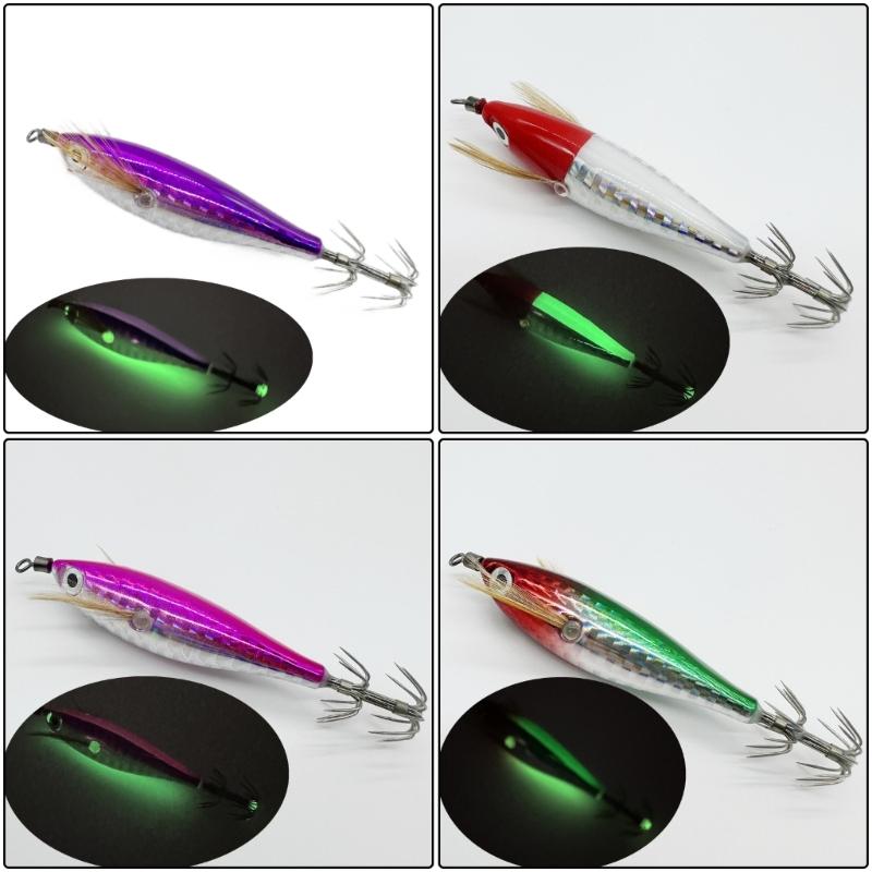 Fishing Accessories Squid Glow Jig Hook Cuttlefish Hook Fishing Baits Shrimp Lures Baits for Saltwater Fishing
