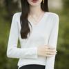 Women's V-Neck Velvet Buttoned Sweater: Autumn/Winter Solid Color Loose Knit Pullover Base Layer