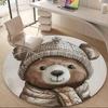 1pc Winter Bear Cute Office Round Area Rug, Indoor Mat Suitable ForOffice, Under Office Chairs Bedroom Living Room Home Decor, Room Deco, D002