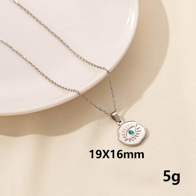 Stainless Steel Evil Eye Pendant Necklace: European & American Fashion Trend, Hip Hop Streetwear Style