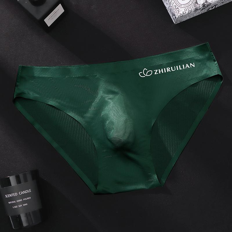 

Чоловіча дихаюча низька білизна-боксерки з прозорим кишенею з крижаного шовку L 110-130 jin зелений