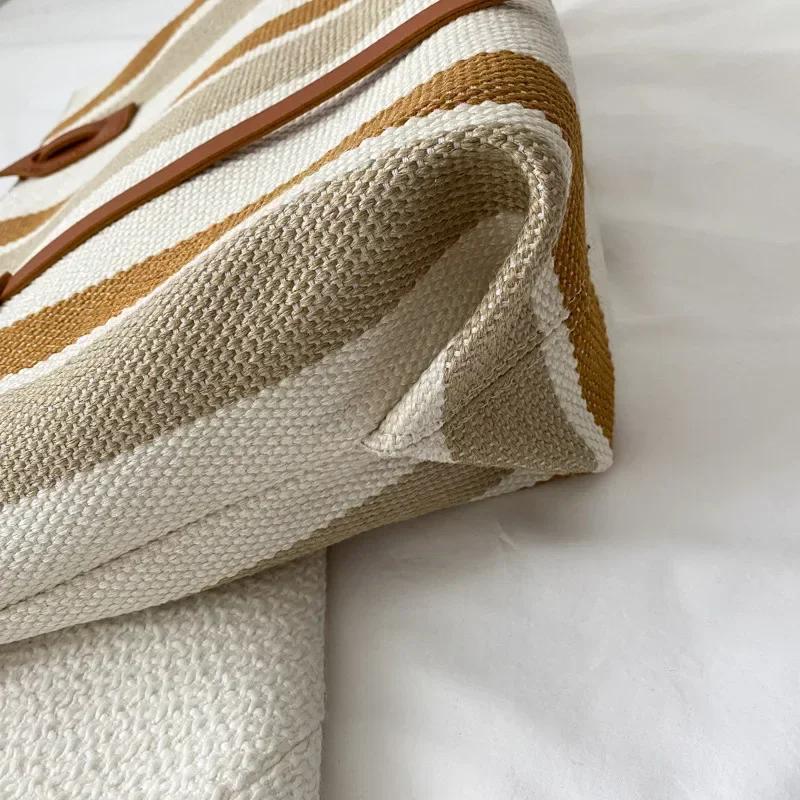 Raffia Summer Bags for Woman  Stripe Designer Shoulder Crossbody Shopper Storage Bag Women Casual Canvas Handbag Tote Bag