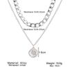 2024 Retro Ring Multilayer Necklace Hexagon Circle Arrow Necklace Fashion Trend Temperament Retro Necklace