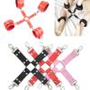 Premium Leather 4-Hooks Cross Strap  Bondage Restraint Slave  Handcuffs Accessories Toys for Couple Sex Game Role-Playing