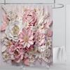 3D Flower Shower Curtain Set Colorful Printing Design Fabric Bathroom Decoration Waterproof Washable Shower Curtain With Hooks