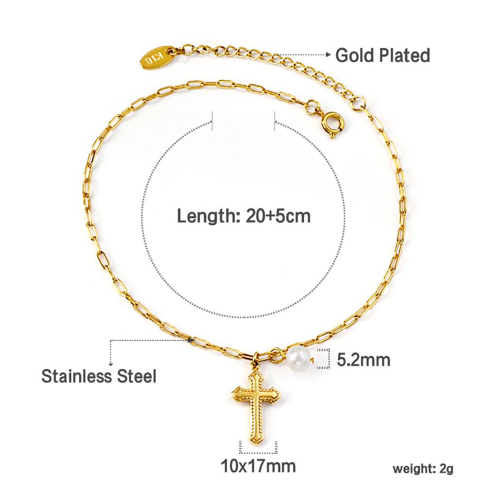 Fashionable Cross Ankle Bracelet Fade Resistant Minimalist Elegant Women Foot Jewelry