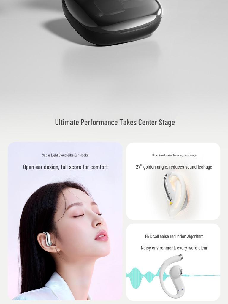 Wopin Noise-Reducing Open-Ear Bluetooth Headphones for Cycling & Sports