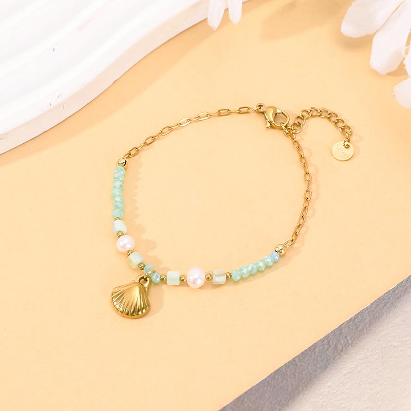 Elegantes Damenarmband aus Edelstahl und Perlen