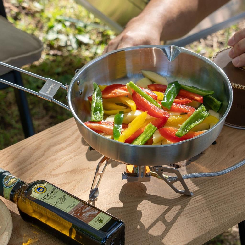 Fire-Maple ANTARCTI 8 Stainless Steel Frying Pan, Camping Cookware, Open Fire Safe