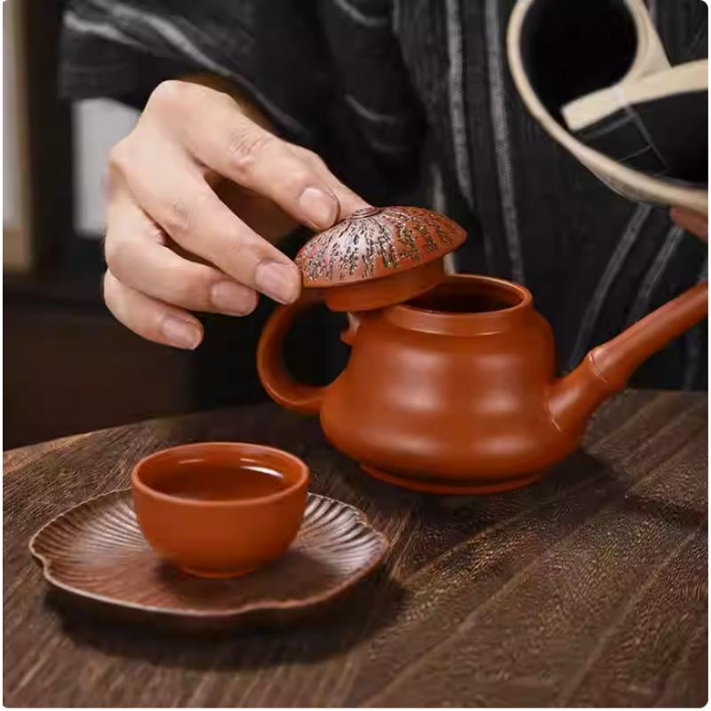 170ml Kung Fu Zisha Hand Playing Teapot Yixing Purple Clay Mini Pot Small Capacity Kettle Pure Teaware
