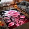 Elengant Area Rugs Floor Carpet Mat Pink Rose Pattern Non Slip Soft Print Floor Mat for Living Room Bedroom Kitchen Home Decor