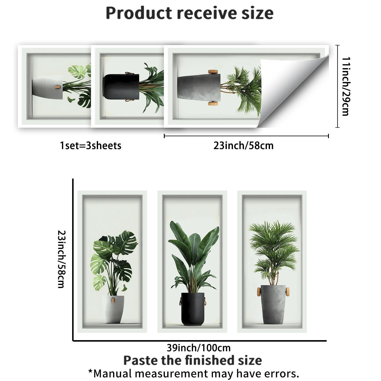 3D Растения Комнатные Растения Декор Стены Гостиной Самоклеящиеся Настенные Наклейки