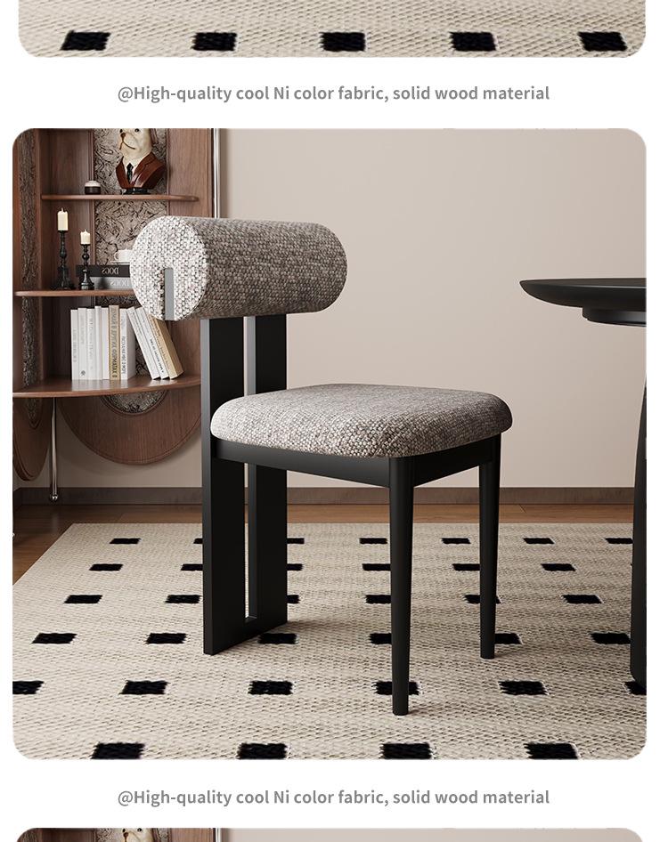 Nordic Solid Wood Dining Chair with Upholstered Soft Backrest - Cotton & Linen Fabric, Designer Style for Home or Cafe Use