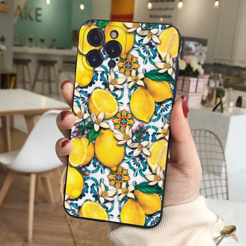 Mediterranean Lemon Phone Case For iPhone 14 11 12 13 Mini Pro XS Max Cover 6 7 8 Plus X XR SE 2020 Funda Shell