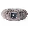 Washable Cat Tunnel Cozy Plush Cat Tunnel Bed with Hanging Balls for Indoor Kittens Small Cats Washable Donut Toy for Pets