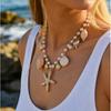 Bohemian Conch Shell Starfish Imitation Pearl Pendant Necklace for Men, Summer Beach Fashion Ocean Series Jewelry