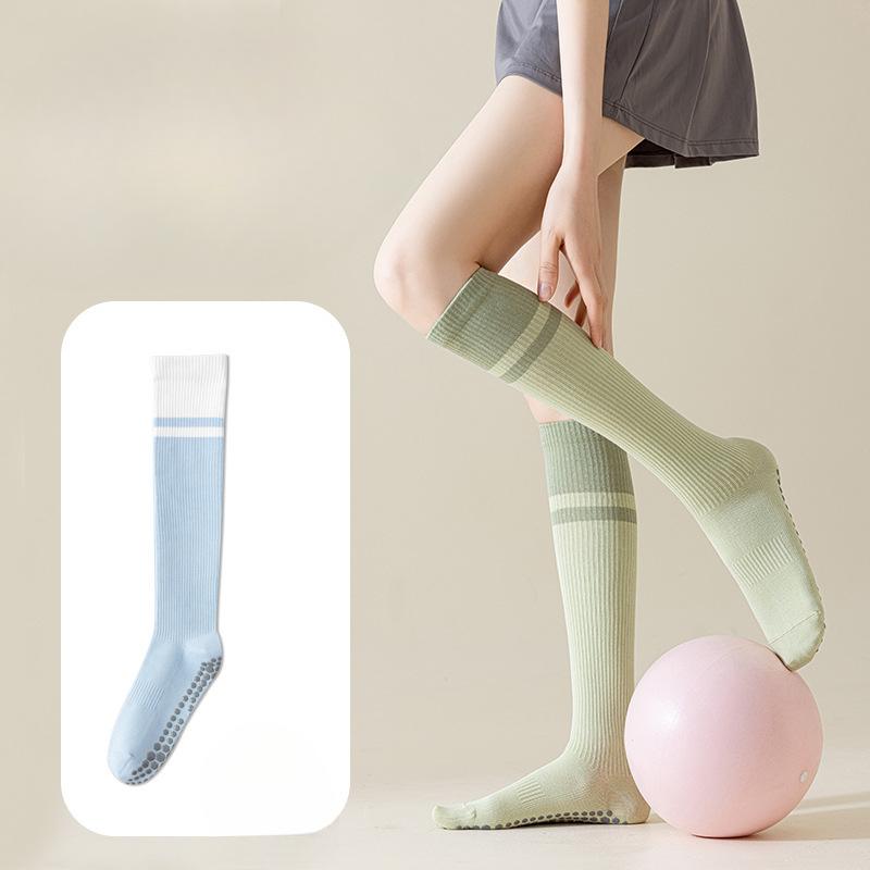 Women's Spring and Autumn Yoga Fitness Pilates Exercise Color Blocked Anti Slip Calf Socks