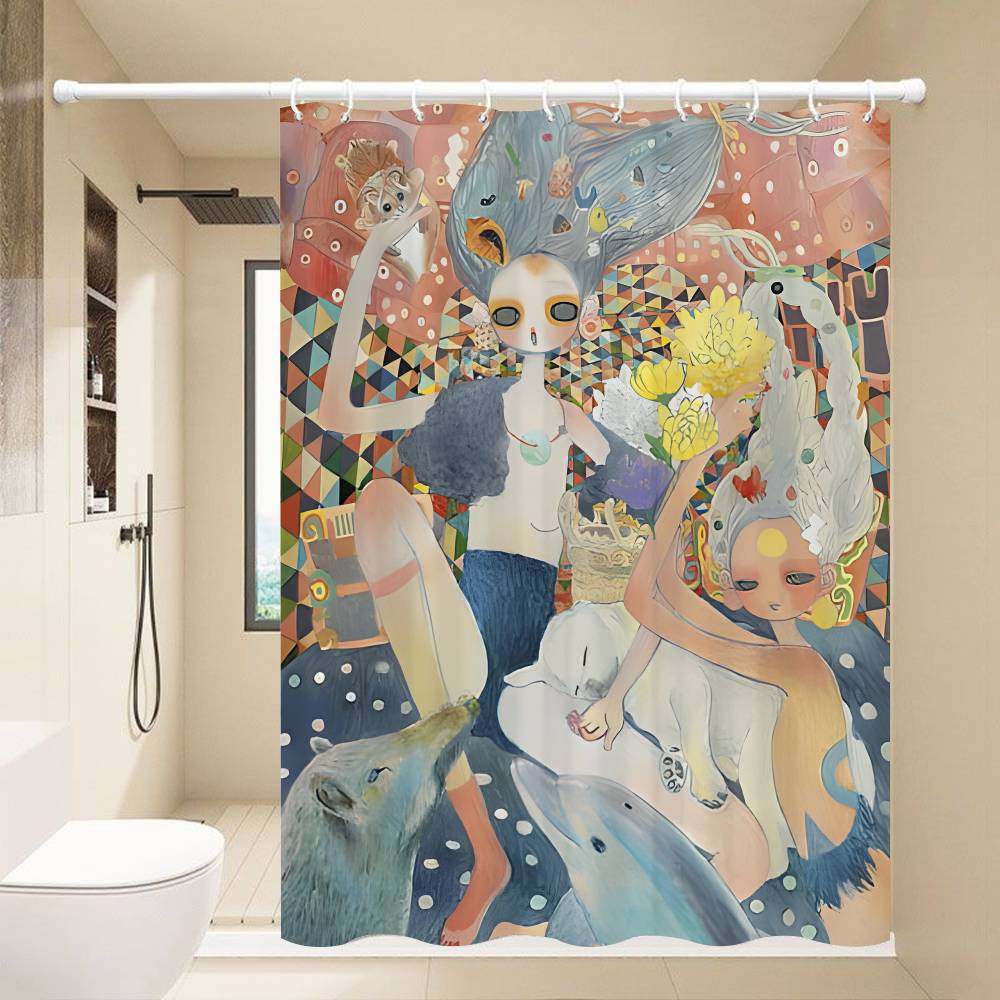 Aya Takano 1 Piece Of 150x180cm Printed Shower Curtain Partition Bathroom Waterproof And Mold Resistant