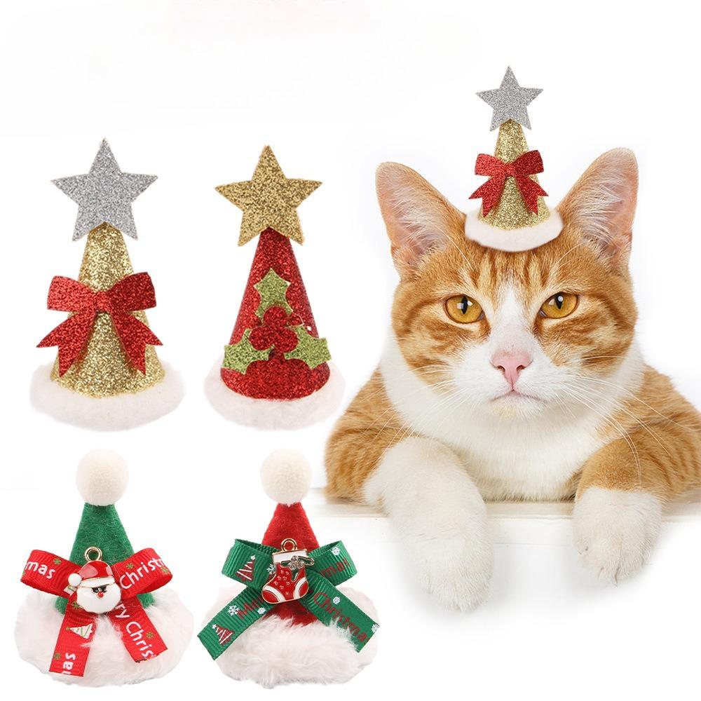 Pet Christmas Hat Comfortable Colored Pet Funny Photo Ornament Cat Christmas Hat