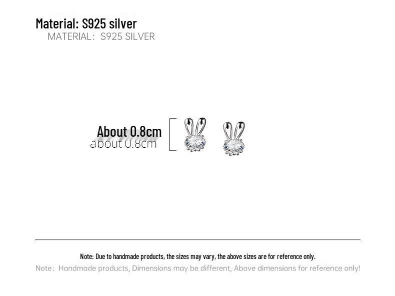 Banyan Tree S925 Silver Zircon Rabbit Earrings - Elegant, High-End Diamond Design for Women
