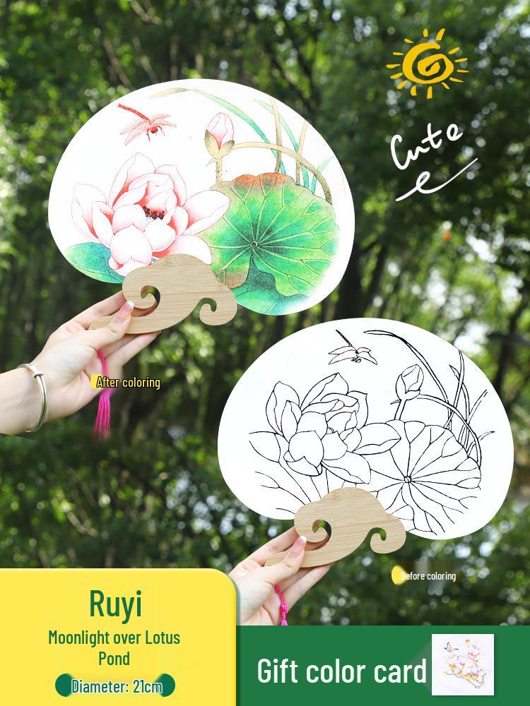 Thickened Xuan Paper Round Fan - Blank Lacquer Fan Kit for Chinese Painting & Calligraphy, Ancient Style, Double-Sided, Ideal for Children