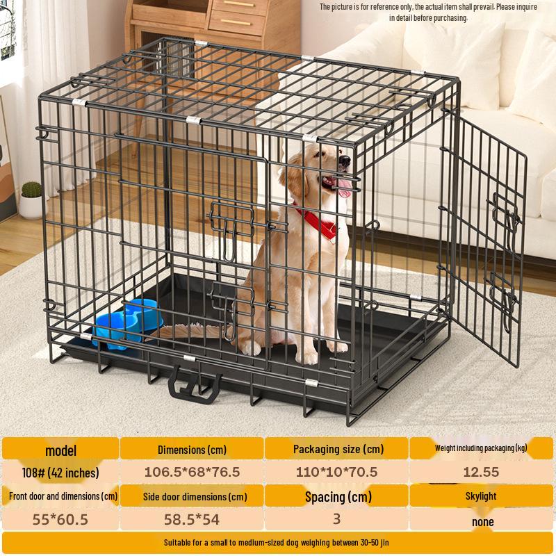Thickened Wire Folding Dog Cage for Large and Medium Pets