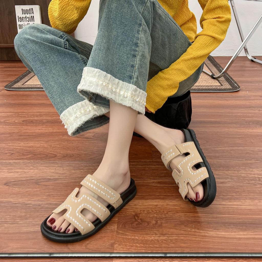 Summer new thick-soled cool slippers women wear high-end grape mother second uncle slippers high-quality outer sandals women