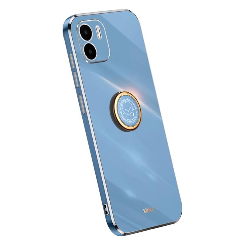 

XINLI Kickstand Phone Case for Xiaomi Redmi A1 4G/A2 4G,Electroplating Golden Edge TPU Phone Cover with Ring Holder Blue