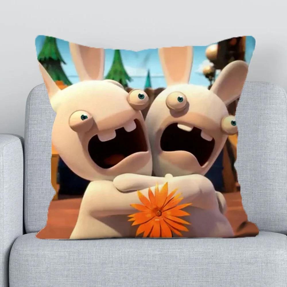 R-raving Rabbids Short Plush Decorative Pillowcases  Sofa Cushion Cover  Pillow Cases for Bed Pillowcase _ z,(2) 30x30cm