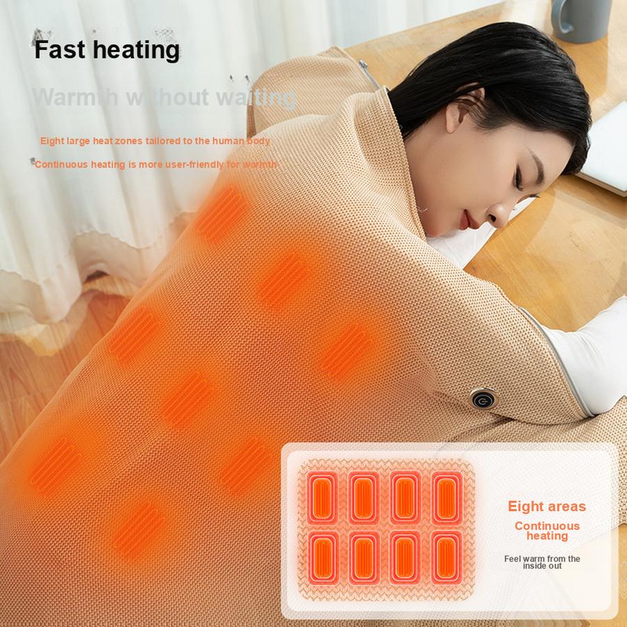 Portable Electric Heated Shawl Warmer Travel Blanket Washable Outdoor Small Home User without power bank