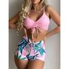Drawstring Front Shorts Bikinis 2025 High Waist Swimsuit Women Swimwear Female Bathers Bathing Swimming Swim Suit Beachwear