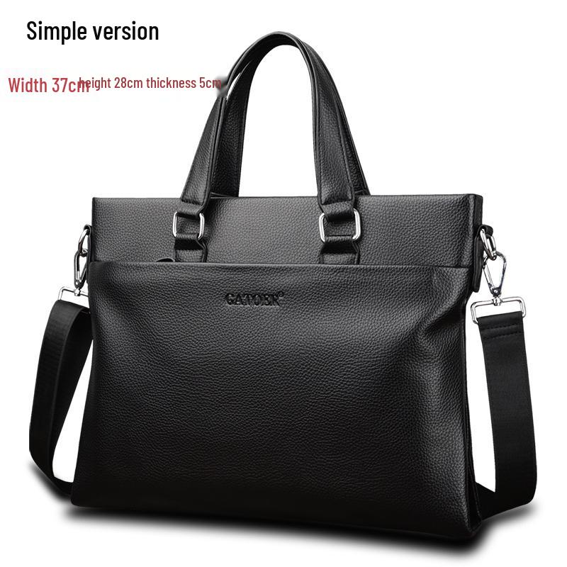 Men's Large Capacity Soft Leather Business Briefcase - A4 Shoulder and Crossbody Computer Bag