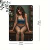 Vintage Blue Bikini Lady Metal Wall Art Decor, Waterproof Hanging Sign for Home Kitchen Bar Bathroom