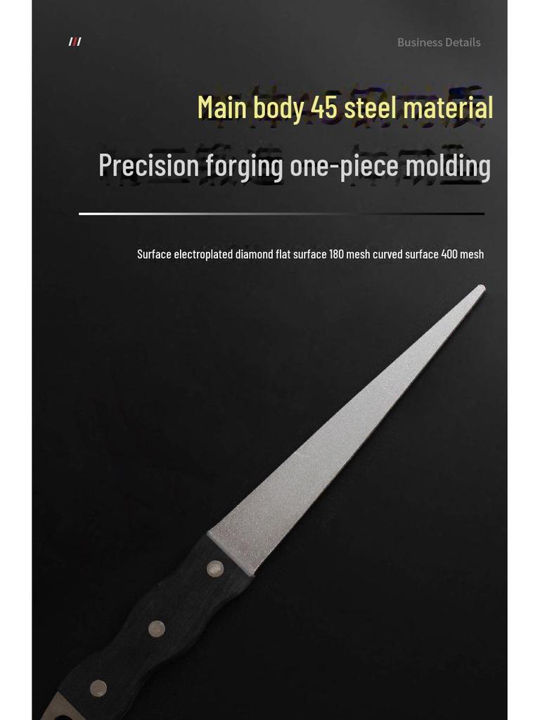 Japanese-Style Diamond Knife Sharpener with Pointed Black Handle for Kitchen Knives - Model 0808D