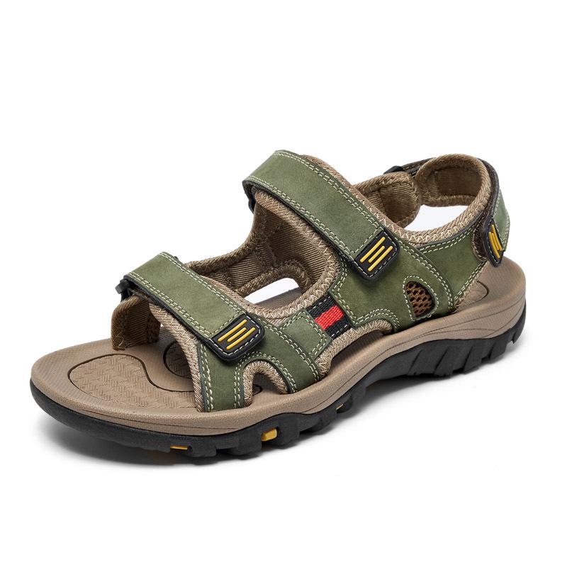 Men's Genuine Leather Open Toe Summer Sandals - Non-Slip, Wear-Resistant, Soft Sole, Versatile Driving Sandals