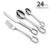 24Pcs Creativity European Style Luxury Cutlery Set Knife Fork Spoon Stainless Steel Tableware Elegant Dinnerware Hangable Design