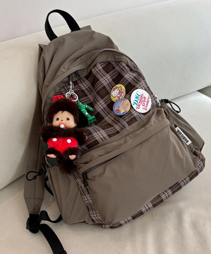 Bubilian Checkered Backpack_Brown