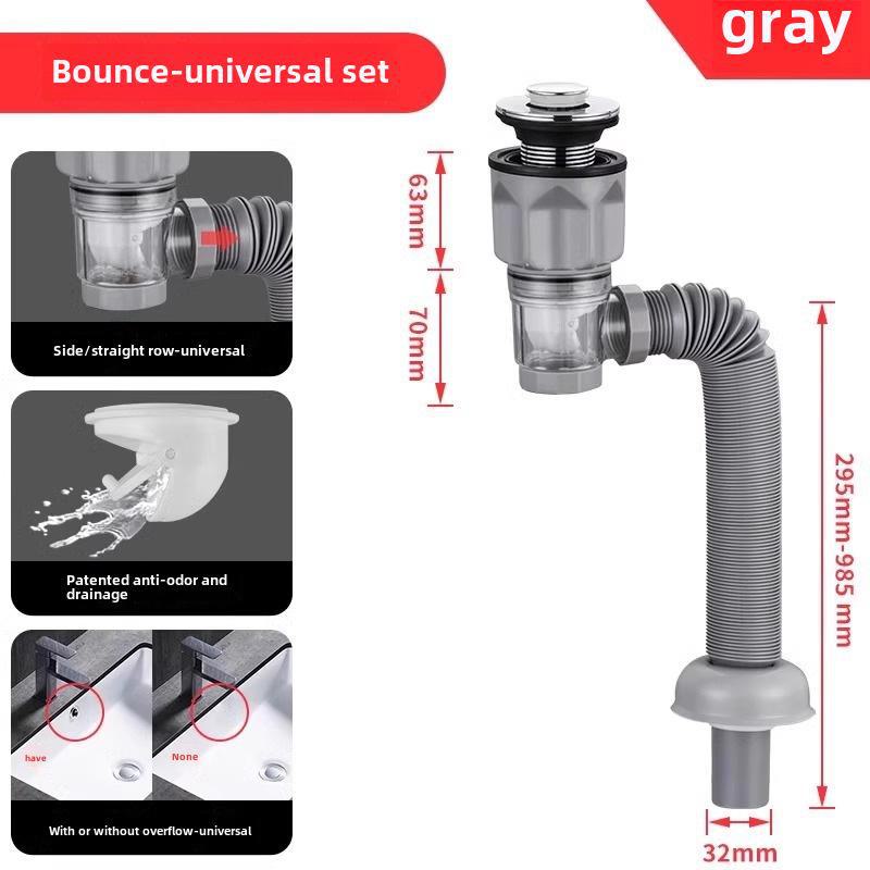 Deodorizing Drain Pipe Set for Wash Basins - Horizontal Row Design