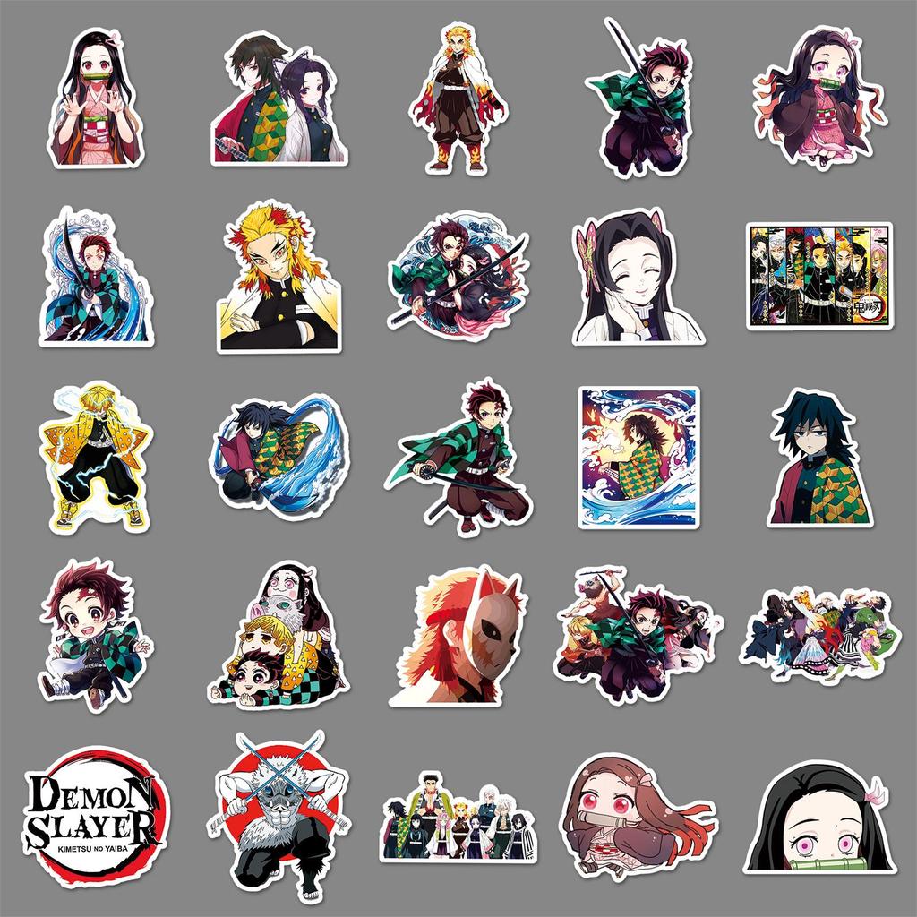 Demon Slayer Anime Graffiti Stickers Set - 100 PVC Stickers for DIY Skateboards & Luggage