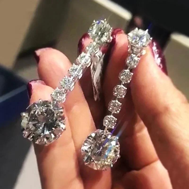 Luxury Women'S Earrings Brilliant Cubic Zirconia Simple Elegant Wedding Engagement Jewelry Female Accessories